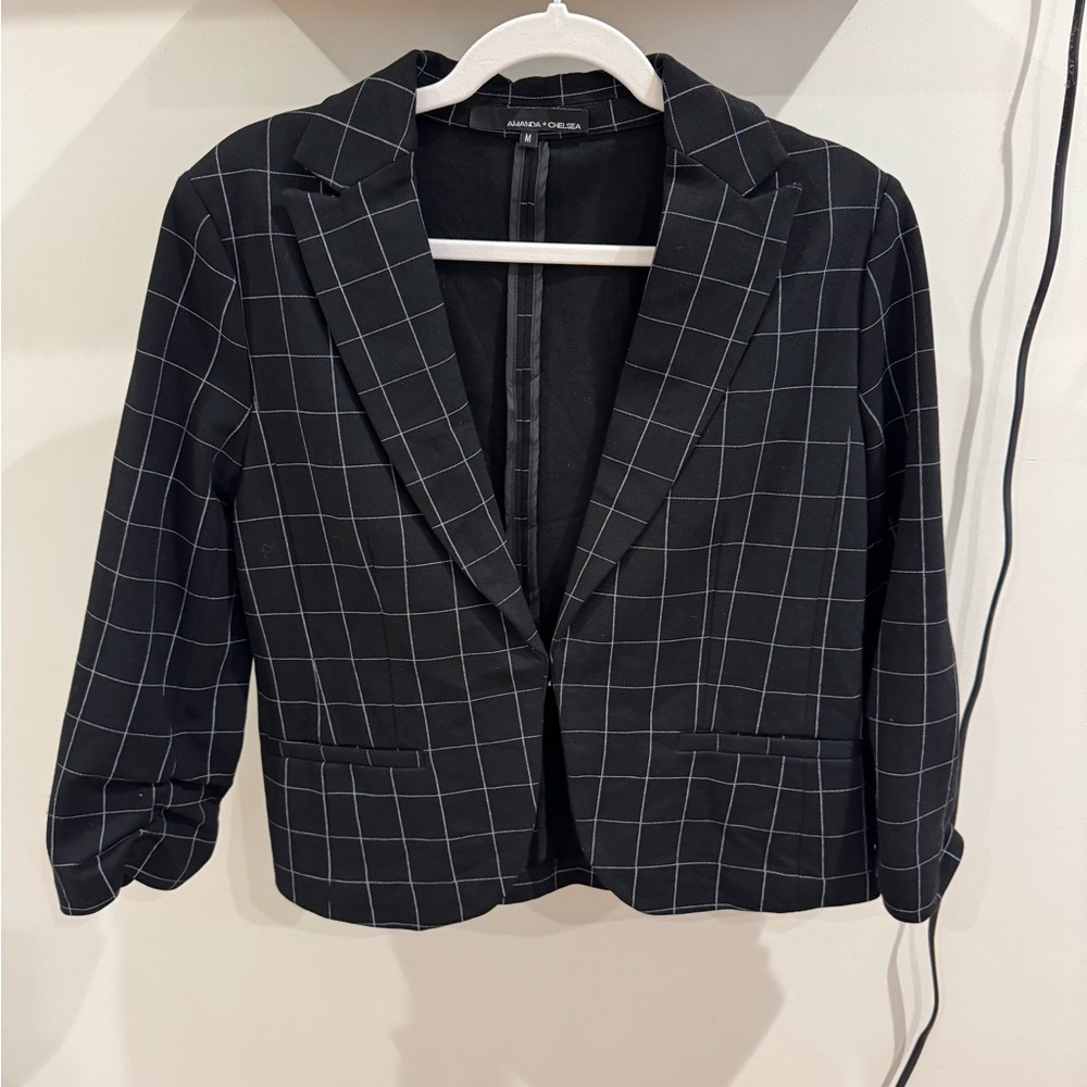 Amanda & Chelsea Black Windowpane Cropped Blazer